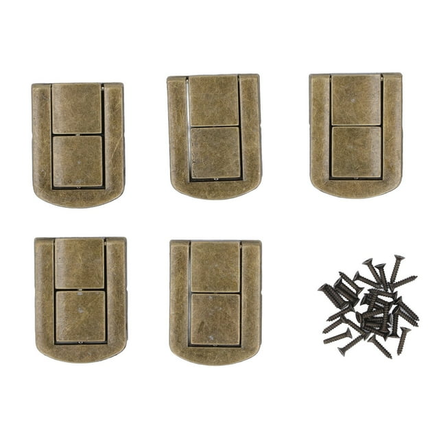 Juegos de cierres de caja DIY diseño Retro de bronce verde 43x32mm 4 agujeros de montaje cierre de pestillo de diseño Retro de aleación de Zinc con tornillos
