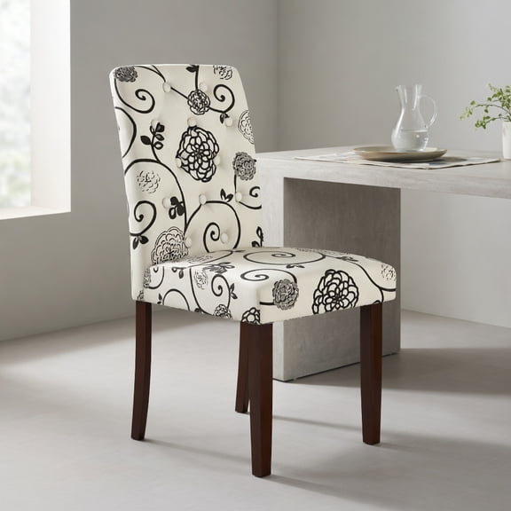 Barara King Set of 2 Fabric Upholstered Dining Chairs with Button Tufted Detail, High Curved Backrest for Dining Set, Kitchen, Comfort Seating, Beige