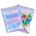 thumbnail image 5 of 50pcs Thicken Ziplock Bags Resealable opp Bags Holographic Laser Color Plastic Pouch for Jewelry Display Packaging Storage Bag 7.5x10cm NO hole, 5 of 6