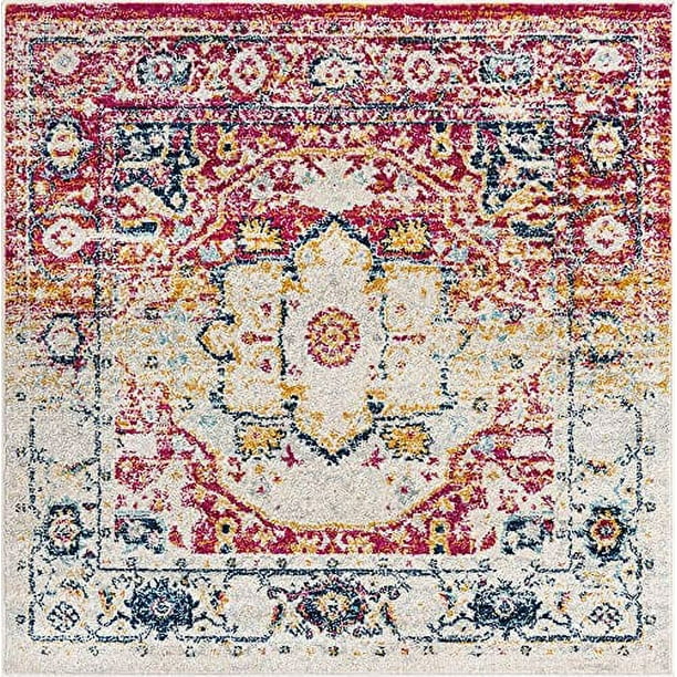 madeline vintage collection rug 5 ft square pink gray mediumpile rug