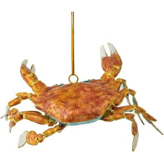 Red Crab Articulated Cloisonne Metal Christmas Tree Ornament Sea Life Ocean New