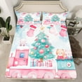 thumbnail image 2 of Manfei Cute Cartoon Train Full Size Sheets,Cute Christmas Tree Bed Sheets,Pink Green White Sheet Sets For Gir L Kids,Breathable Home Decor,4pcs, 2 of 7