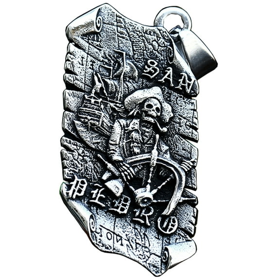 ZMY Home Skull Necklace Gothic Stainless Steel Jewelry Cool Long Chain Skeleton Captain of Pirate Pendant Necklaces