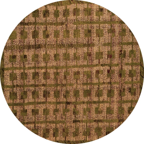 Ahgly Company Indoor Round Abstract Orange Modern Area Rugs, 6' Round