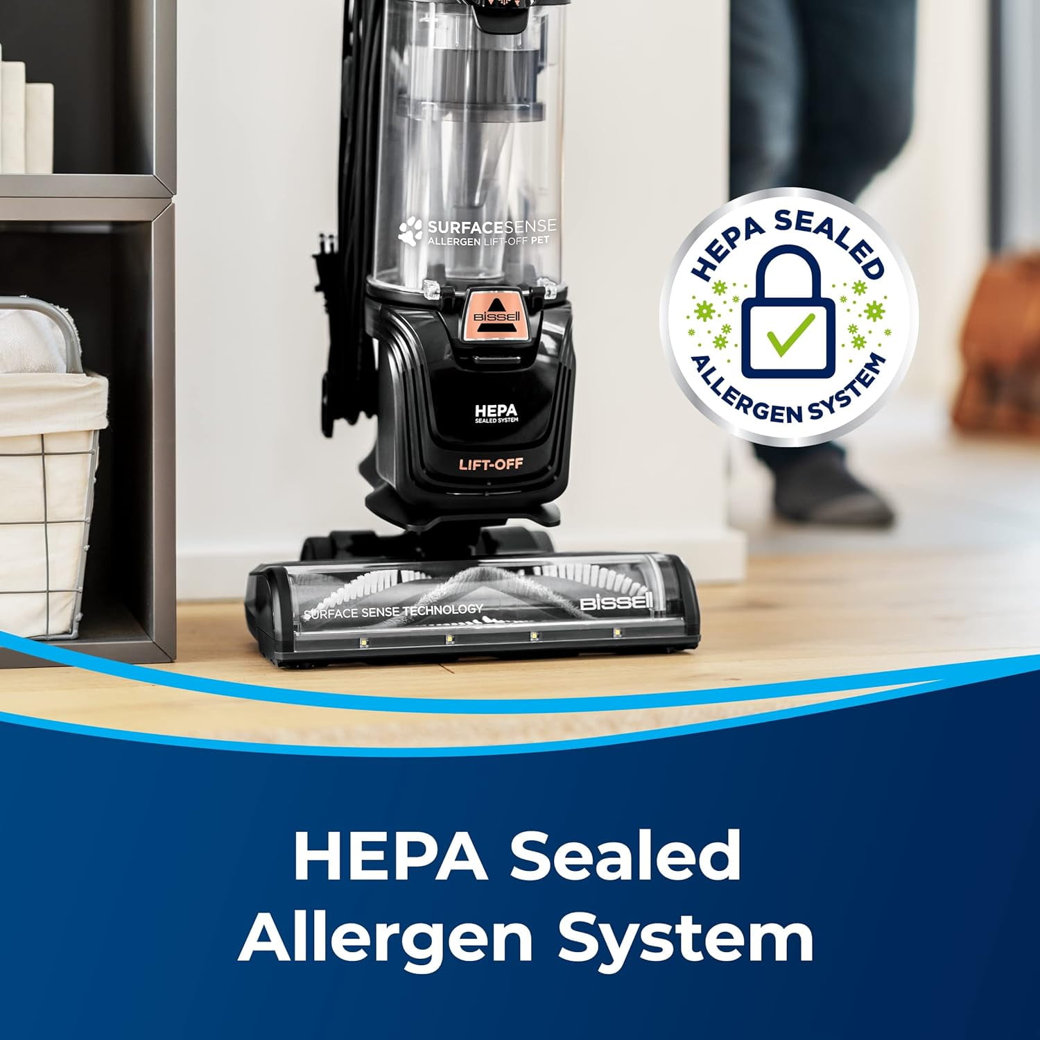 BISSELL, SurfaceSense Allergen Lift-Off Pet Vacuum, 3415, Black