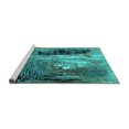 thumbnail image 2 of Ahgly Company Machine Washable Indoor Square Oriental Turquoise Blue Industrial Area Rugs, 7' Square, 2 of 4