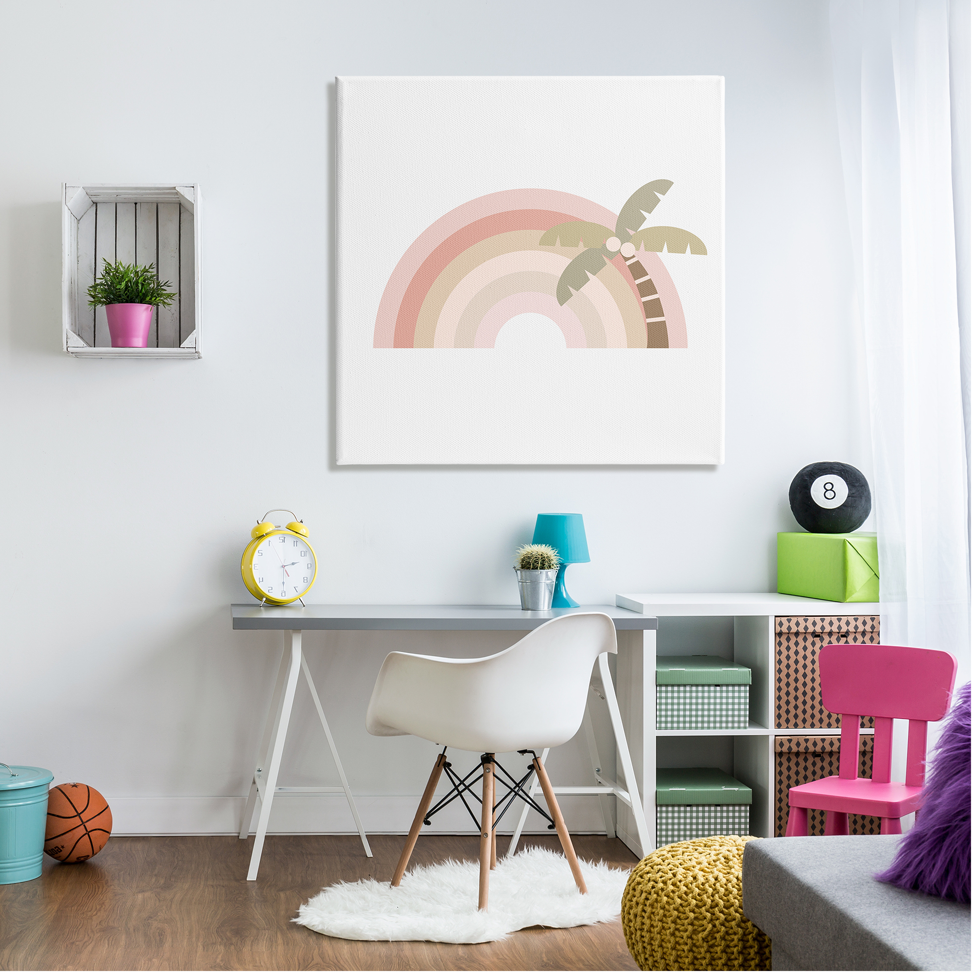 Stupell Industries Simple Tropical Pastel Rainbow Palm Tree Horizon , 36 x 36, Design by Daphne Polselli
