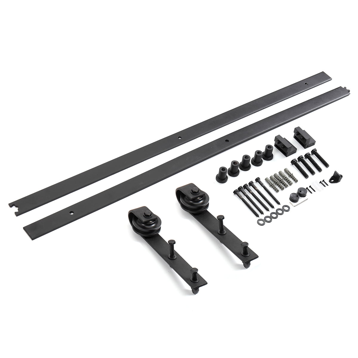 Kepooman 6 ft Sliding Barn Door Hardware Kit, Wood Door Track Hardware Tools Closet Set - Black Kepooman 6 ft Sliding Barn Door Hardware Kit, Wood Door Track Hardware Tools Closet Set - Black