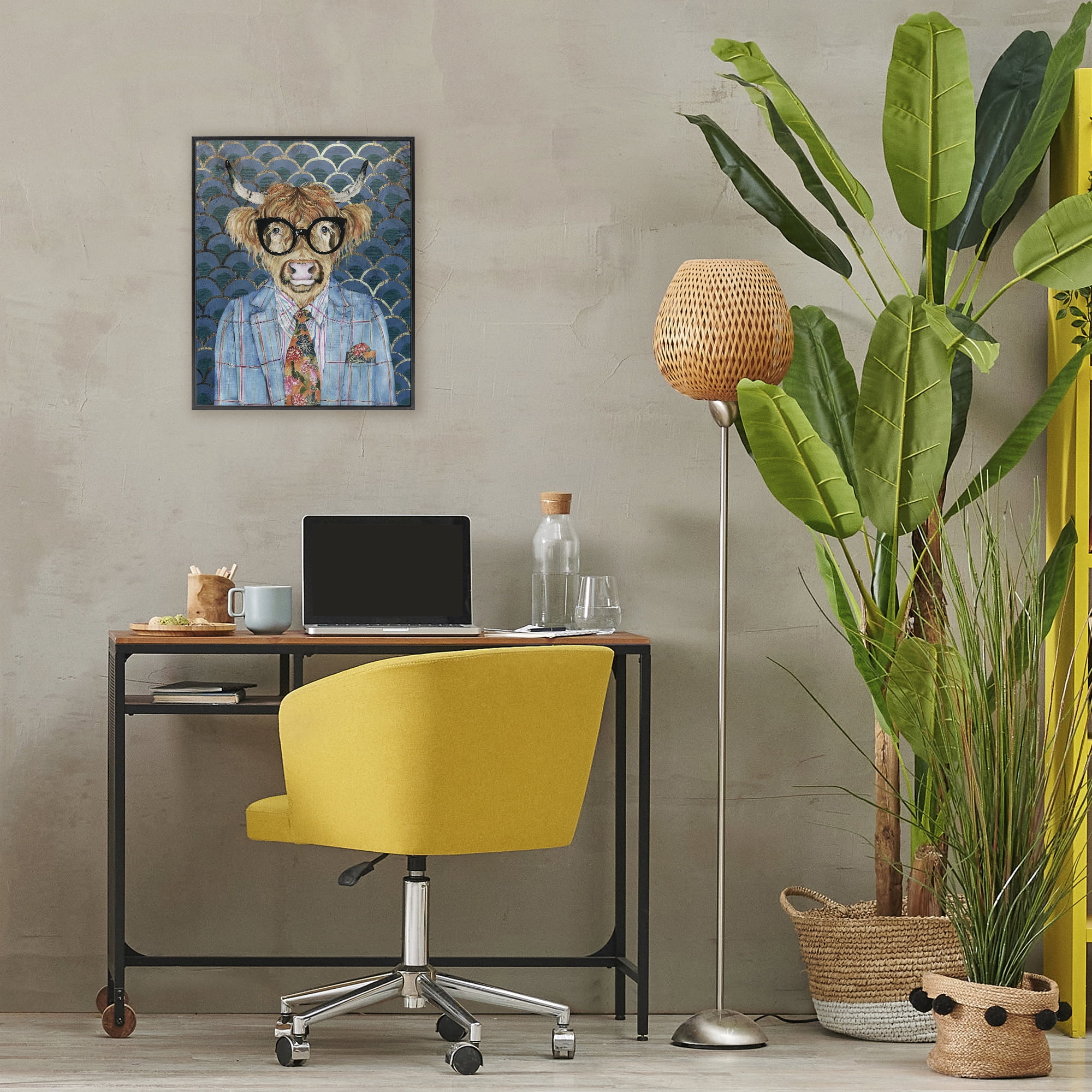 Stupell Industries Cool Highlander Portrait Black Framed Giclee Art, design by Svetlana Aleynikova
