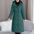 thumbnail image 2 of DAFPZW Womens Maxi Hooded Quilted Puffer Coat Winter Slim Full Zipper Warm Down Jacket Windproof Long Padded Outerwear, 2 of 6