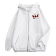 thumbnail image 3 of Women's Canada Maple Leaf Print Hooded Sweatshirt, Fashion Casual Oversized Pullover with Drawstring Hood and Front Zipper, Lightweight Breathable Streetwear Jacket for Fall Winter Seasons White XXL, 3 of 4