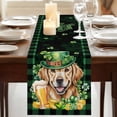 thumbnail image 3 of Table Runners 72 Inches Long Dress Scarves, St Patricks Day Farmhouse Kitchen Table Runner, Coffee Tablerunners, Watercolor Dogs Green Shamrock Plaid 14x72 Inch, 3 of 9