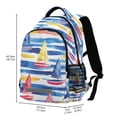 thumbnail image 2 of FORMRS Kids School Backpack Elementary Student Unisex Travel Bookbag with Reflective Stripes, Red Hand Drawn Sailboats, 2 of 7