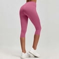 thumbnail image 6 of IUYRTFE Women Solid Color Elastic Waist Capri Yoga Pants Stretch Crop Leggings for Gym Workout Daily Wear, 6 of 6