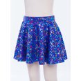 thumbnail image 3 of Lejafay Girls Flared Pleated A-Line Skirts Shiny Metallic Dance Performance Costume Cheerleading Uniform Blue S, 3 of 7