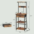 thumbnail image 2 of Bakers Rack with Drawer Microwave Stand Power Outlet Coffee Bar Station 4 Tiers Rustic Brown Black, 2 of 7