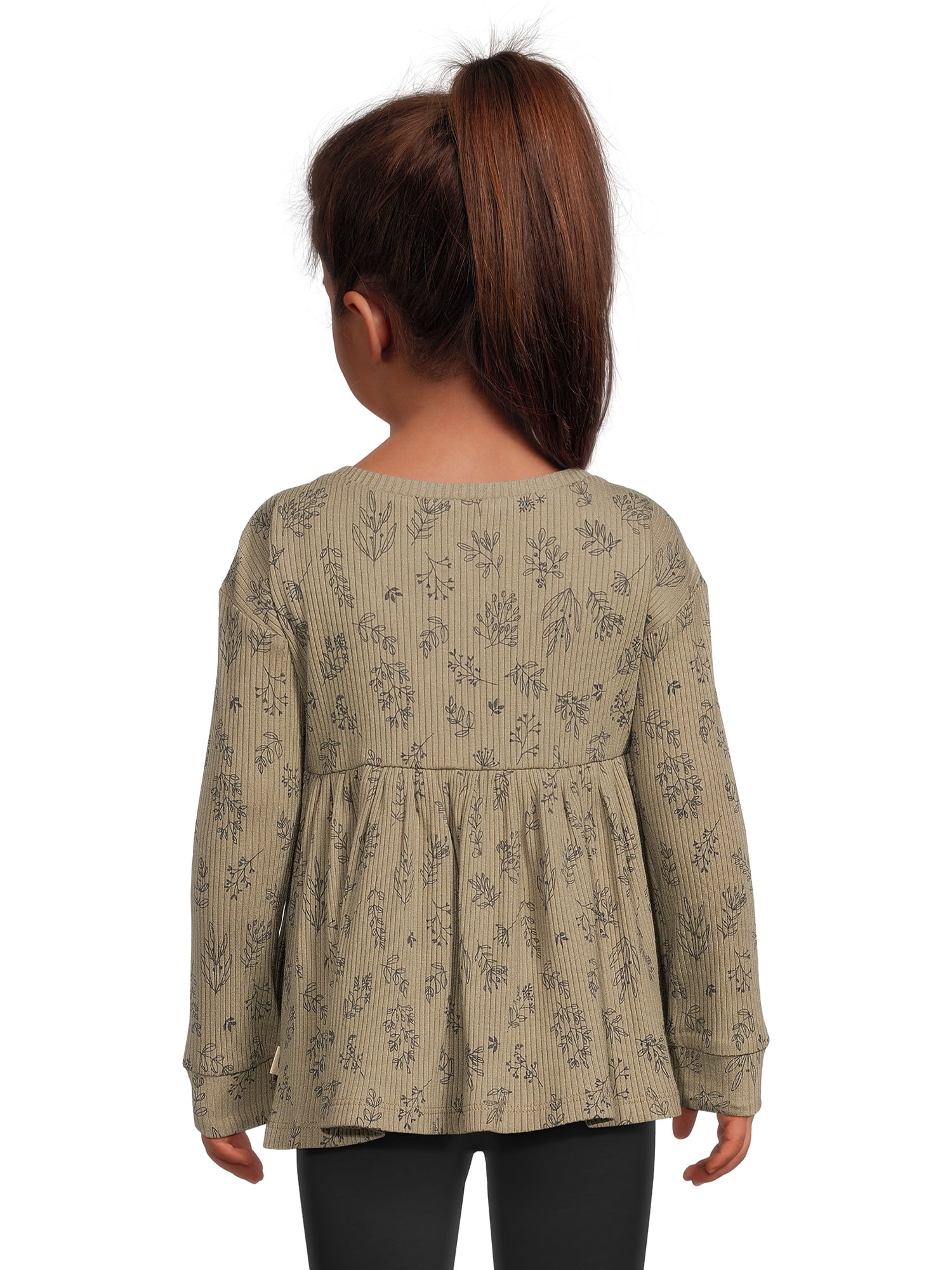 easy-peasy Toddler Girl Long Sleeve Babydoll Top, Sizes 12 Months-5T