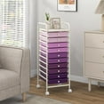 thumbnail image 6 of VibrantEcho 10-Drawer Rolling Storage Drawer Cart, Utility Cart with Removable Drawers & Metal Frame, Mobile Art Craft Drawer Cart with Lockable Wheels for Home, Office, Studio, Purple Gradient, 6 of 14