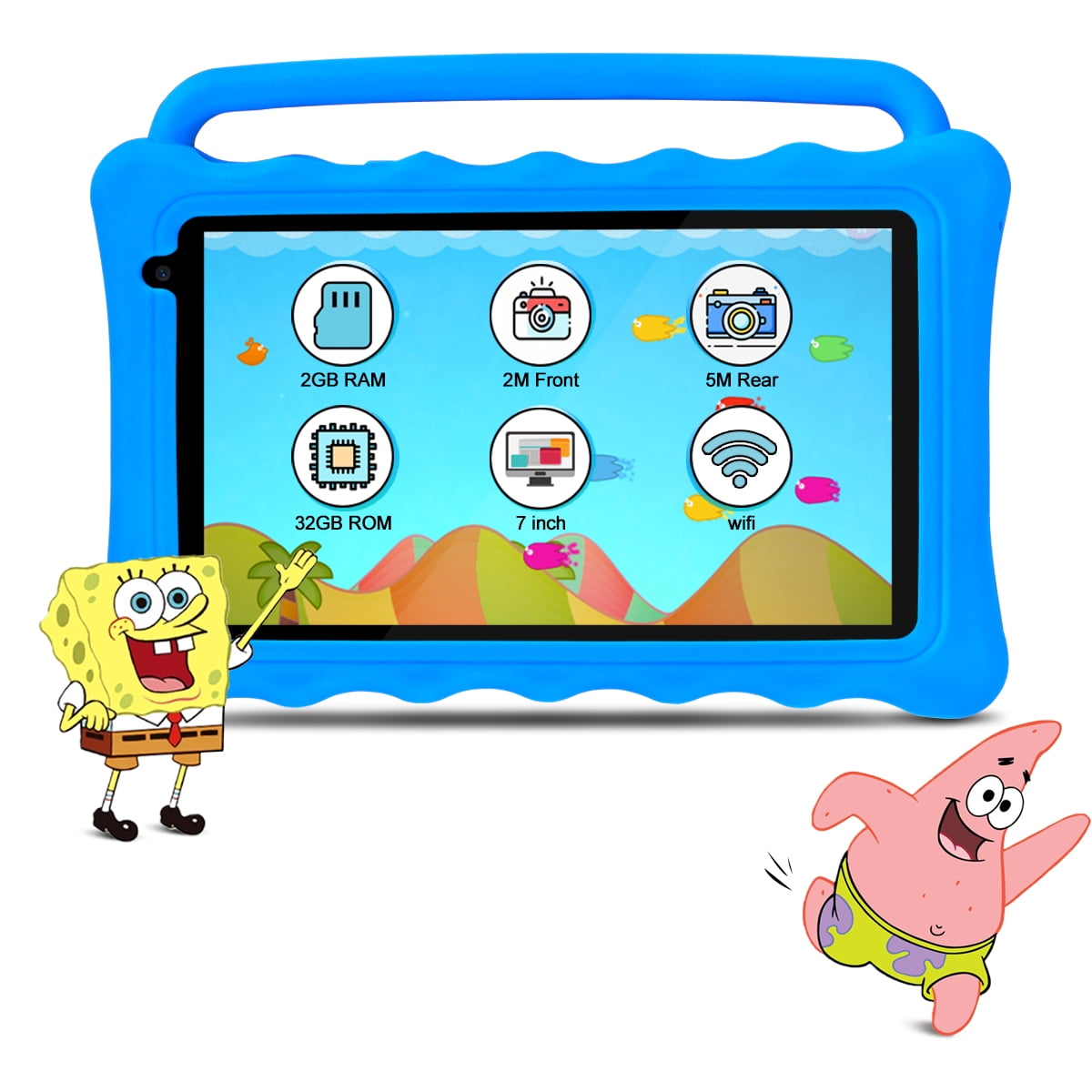 Kids Tablet, 7 Inch Tablet for Kids, Android 12 Tablet 2GB RAM+32GB Storage, Toddler Tablets with KIDOZ Parental Control App, WiFi, Bluetooth, Best Gift for Kids Learning and Playing