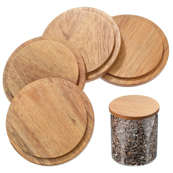 SEWOART 4Pcs Multi Use Wooden Cup Lids Reusable Mug Covers for Coffee Tea and Water