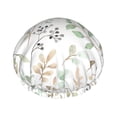 thumbnail image 1 of YFYANG Bonnet de Douche Double Imperméable pour Femmes, Feuilles de Plantes Aquarelle Blanches Réutilisable pour Tous Types et Tailles de Cheveux, 1 of 6