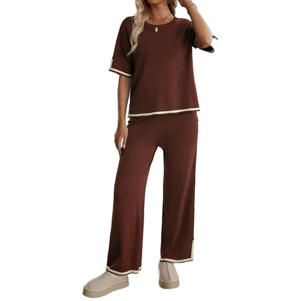 Pantalón de Punto de Corta, Color Marrón, Talla L
