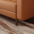 thumbnail image 4 of ZARKEA- 58" Upholstered Mid-Century Modern Faux Leather Square Arm Brown Sofa Loveseat, 4 of 6