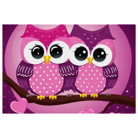 

Placemats Set of 1 Table Placemats for Home Holiday Party Animal Owls Couple Love Heart