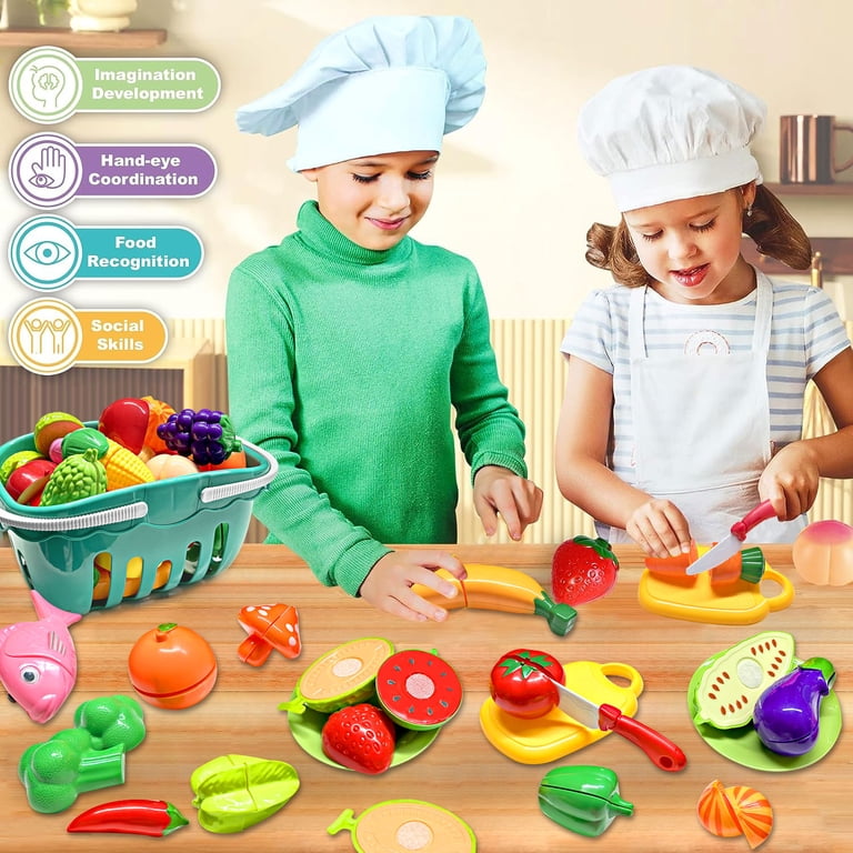 BEEPRINCESS 30-Piece Play Food Set with Storage Basket photo 6