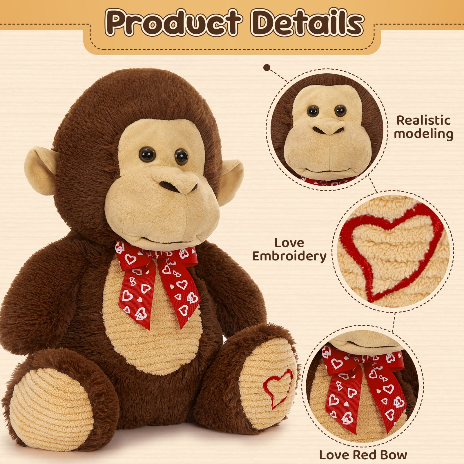 MaoGoLan Giant 15.7" Big Monkey Stuffed Animals Large Stuffed Monkey Plush Toy
