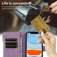 thumbnail image 2 of Dteck for iPhone 11 Case, iPhone 11 Wallet Case with 9 Card Slots, PU Leather Magnetic Flip Zipper Purse Wristlet Strap Crossbody Lanyard Kickstand Phone Case 6.1 Inch,Purple, 2 of 9
