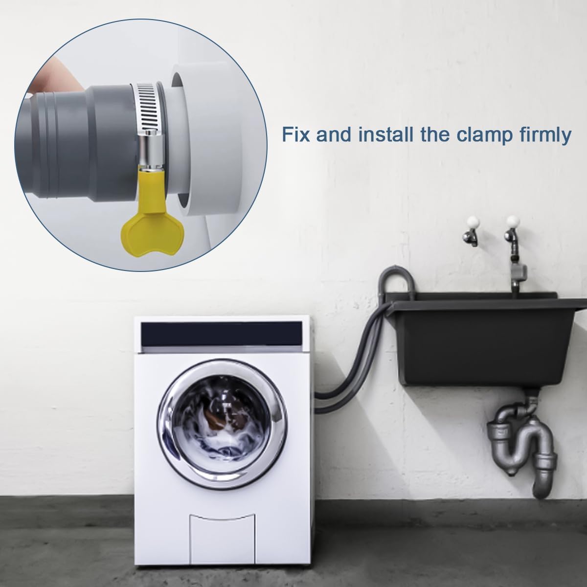 20FT Flexible Corrugated Drain Hose for Washing Machine & Dishwasher Heavy-Duty Extension Hose with Adapter, 2 Clamps & U-Bend Holder