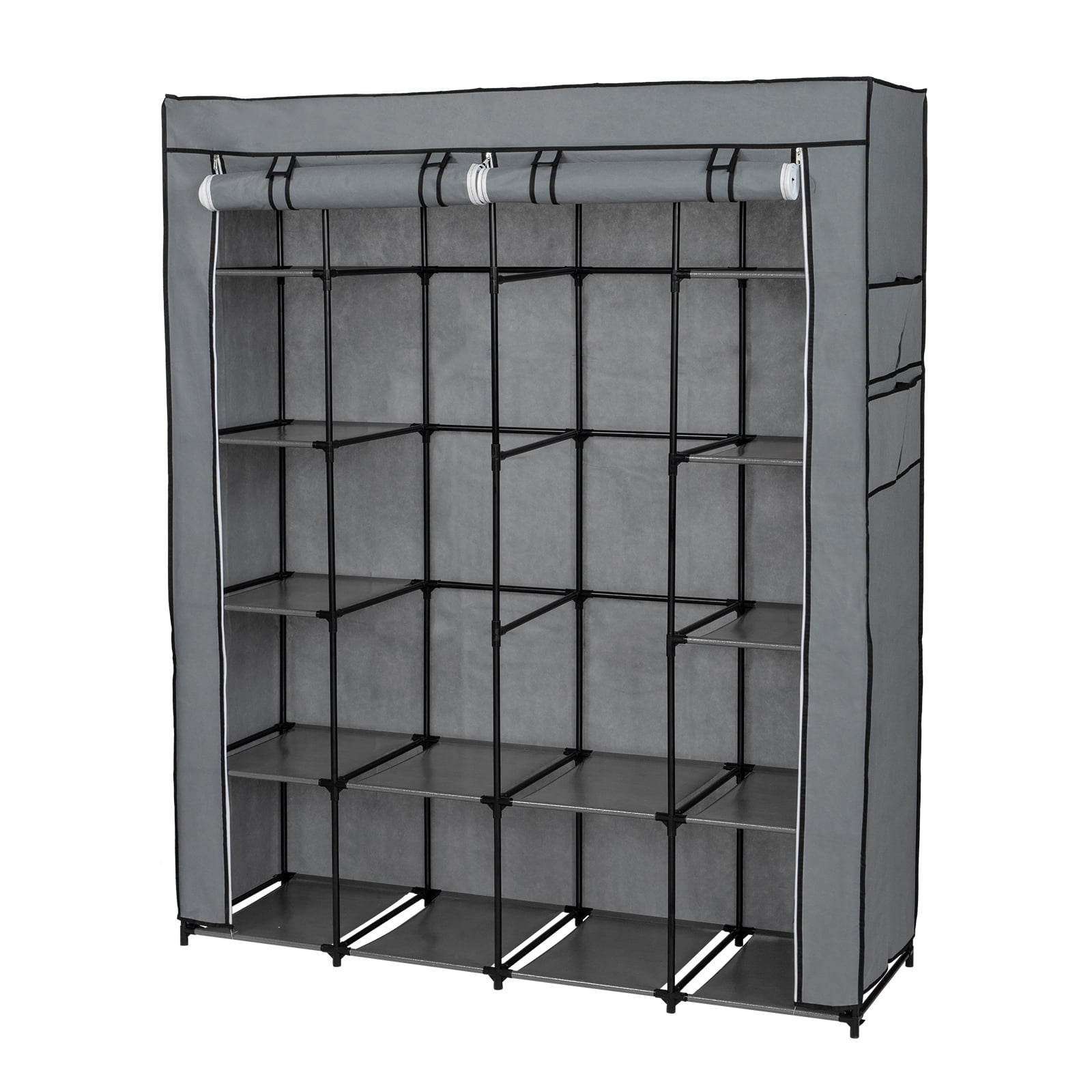 Private Jungle Portable Organizer Storage, Wardrobe Closet with Non-Woven Fabric 14 Shelves with Side Pockets,Gray Private Jungle Portable Organizer Storage, Wardrobe Closet with Non-Woven Fabric 14 Shelves with Side Pockets,Gray