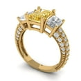 thumbnail image 2 of 3.61 ct Emerald Cut Yellow Moissanite 3 Stone 18K Yellow Gold Womens Engagement Ring, 2 of 5