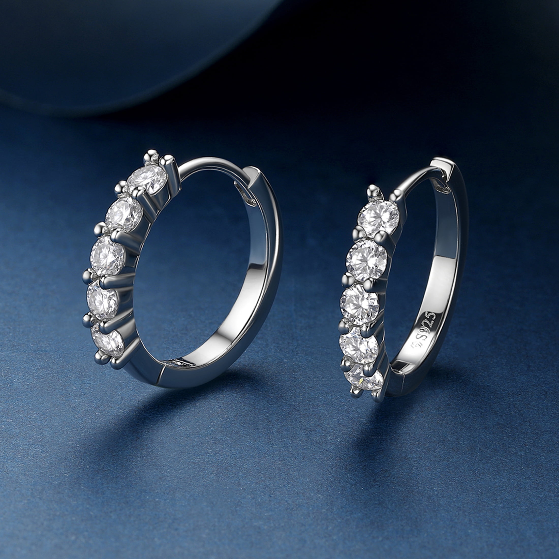 MomentWish Moissanite Hoop Earrings, 1Carat D Color VVS1 Simulated Diamond Huggie Earrings, Anniversary, Valentine's Day, Christmas Gifts for Women