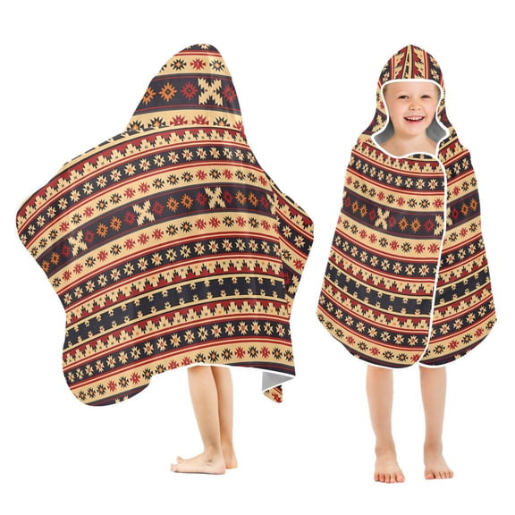 Toddler Hooded Beach Towel 24x50 Kids Bath Towels Soft Quick Dry for Swim Pool Boys Girls Geometric Bohemia Africa