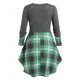 thumbnail image 2 of Camiseta de Falda de Encaje de Cuadros de Talla Grande Rosegal  Mangas largas de talla grande, 2 of 5
