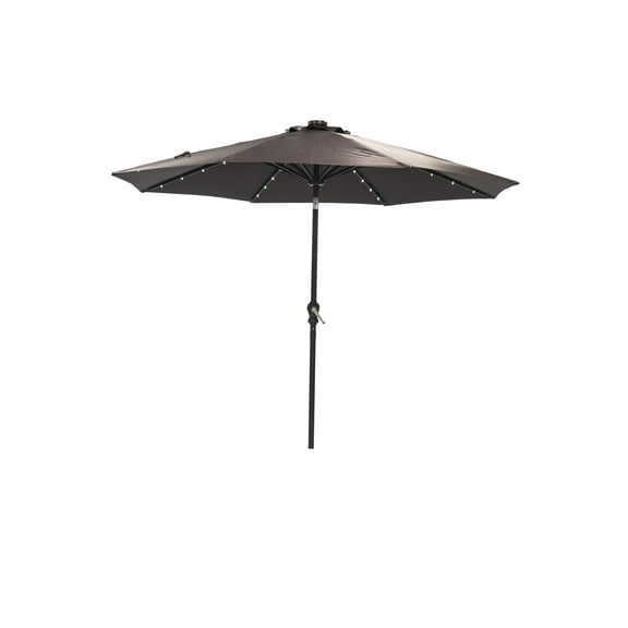 Donglin 93.5" Brown Octagon Market and Lighted Patio Umbrella with Solar Lights