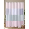 thumbnail image 4 of Fsddascl Colorful Stripe Shower Curtain Set - 72" x 78" Washable Bathtub Curtain with 12 Hooks, Modern Pink Purple Blue Vertical Striped Waterproof Fabric Stall Shower Curtains for Bathroom/Bathtub, 4 of 6