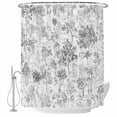 thumbnail image 2 of Gray Botanical Waterproof Fabric Shower Curtain,Watercolor Spring Floral Summer Waterproof Fabric Shower Curtain for Bathroom Curtains Bathtubs Hotel Shower Curtains with 12 Hooks Extra Long 72x96, 2 of 8