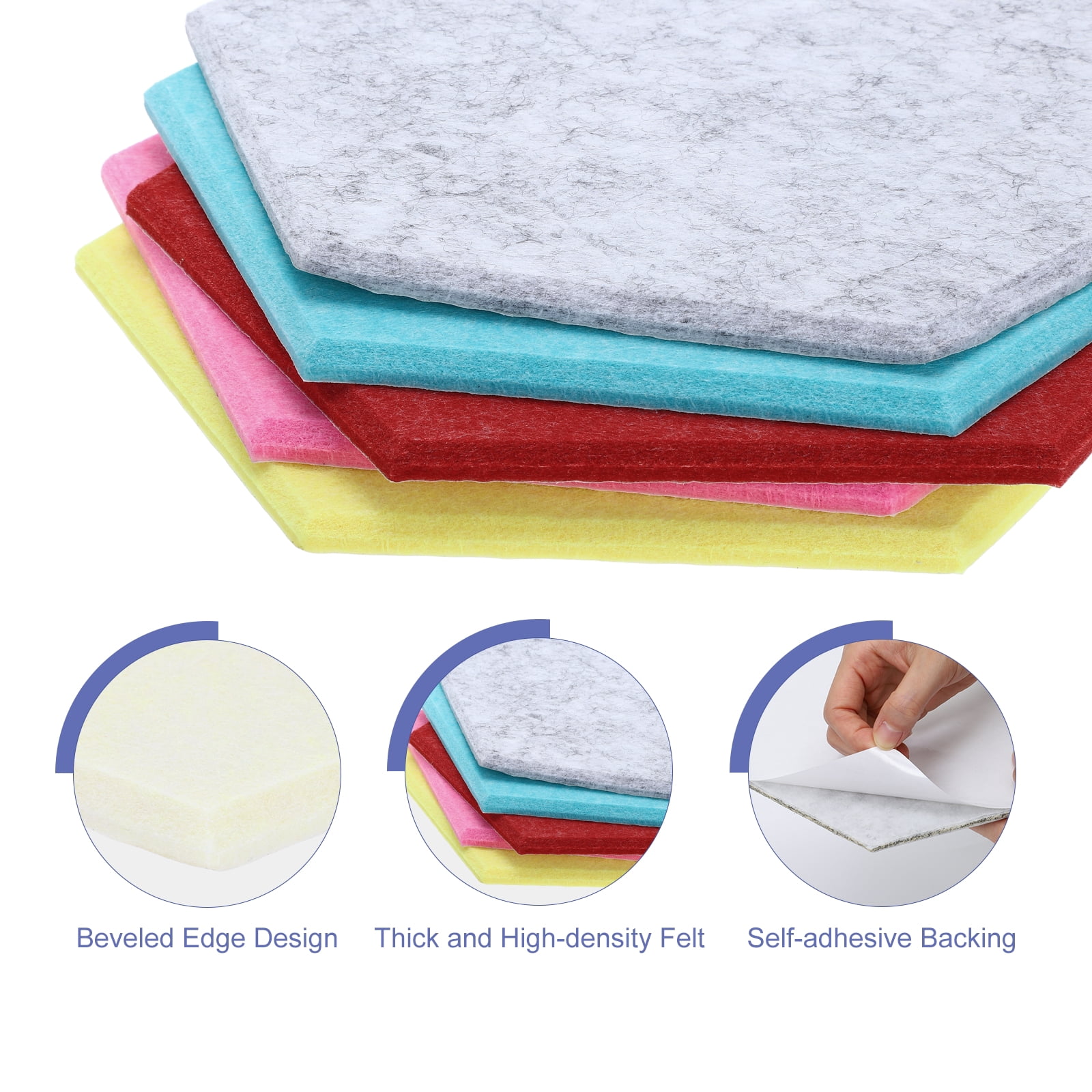 Hexagon Acoustic Panels B1 Fireproof Soundproof Foam Panels with 30 Push Pins(Light Yellow)