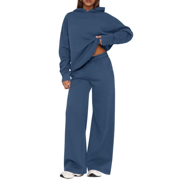 Conjunto de Sudadera con Capucha y Pantalones Anchos para Mujer PRETTYGARDEN 2 Piezas Talla M
