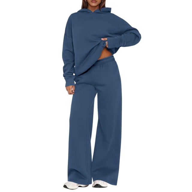 Conjunto de Sudadera con Capucha y Pantalones Anchos para Mujer PRETTYGARDEN 2 Piezas Talla M