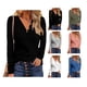 thumbnail image 4 of Tops de túnica con cuello en V, Túnica con cuello en V para mujer, blusa informal ajustada, camiseta de manga larga acanalada, artesanía superior, 4 of 6
