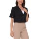 thumbnail image 4 of Blazer de trabajo de mujer con cuello de muesca, de manga corta y cropped, un botón, color negro, 4 of 6
