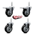 thumbnail image 2 of 4 Inch Black Poly Swivel 3/4 Inch Threaded Stem Caster Set 2 Total Lock Brakes, 2 of 2