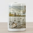 thumbnail image 3 of Landscape Ceramic Toothbrush Holder, Prague Charles Bridge Old Town Czech Republic Riverside Scenic View with Swans, Decorative Versatile Countertop for Bathroom, 4.5" X 2.7", Multicolor, by Ambesonne, 3 of 4