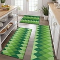 thumbnail image 2 of Green Argyle Pattern Kitchen Rugs Sets Of 3,Kitchen Runner Rugs Non Skid Washable,Decorative Kitchen Floor Mats for Kitchen,Sink,Laundry,17"x30"+ 17"x47" + 17"x59", 2 of 6