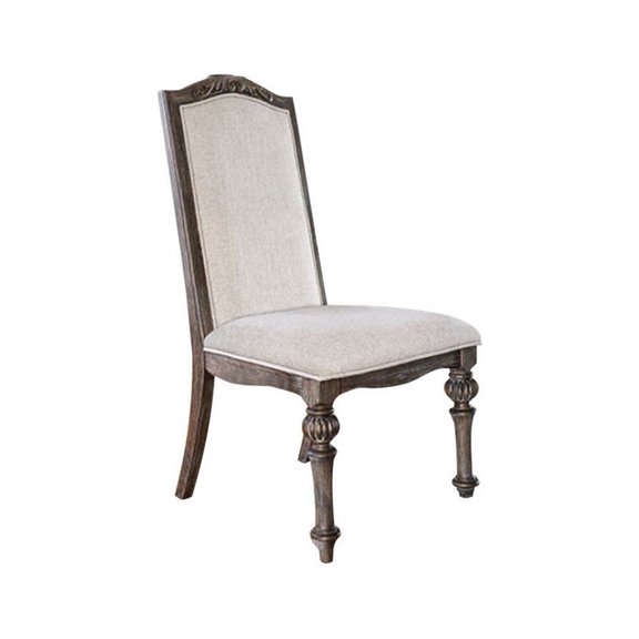 Fabric seat and Back upholstered Side chair Rustic Brown Pack of 2
