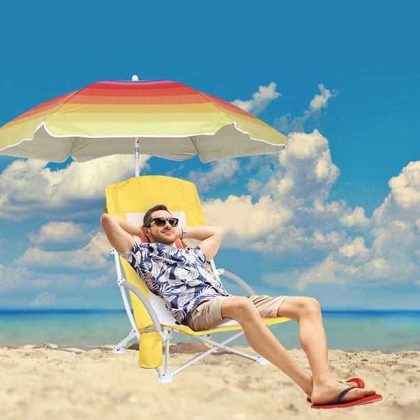 High back beach chair with cup holder sale